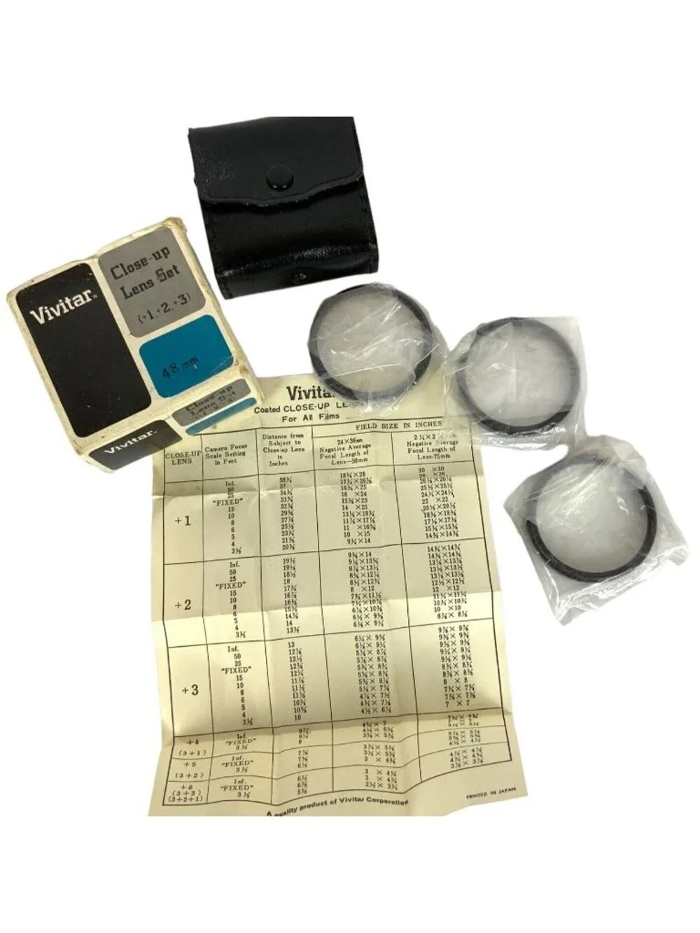 Vivitar Close-Up Lens Set (+1 +2 +3) 48mm With Original Snap Case & Box
